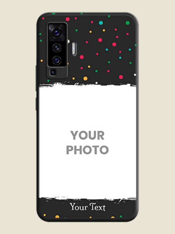 Custom Multicolor Dotted Pattern with Text on Space Black Custom Soft Matte Phone Back Cover - Vivo X50  - alternate view