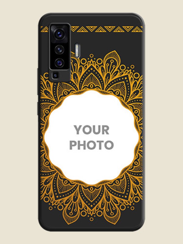 Custom Round Image with Floral Design - Photo on Space Black Soft Matte Mobile Cover - Vivo X50  - alternate view