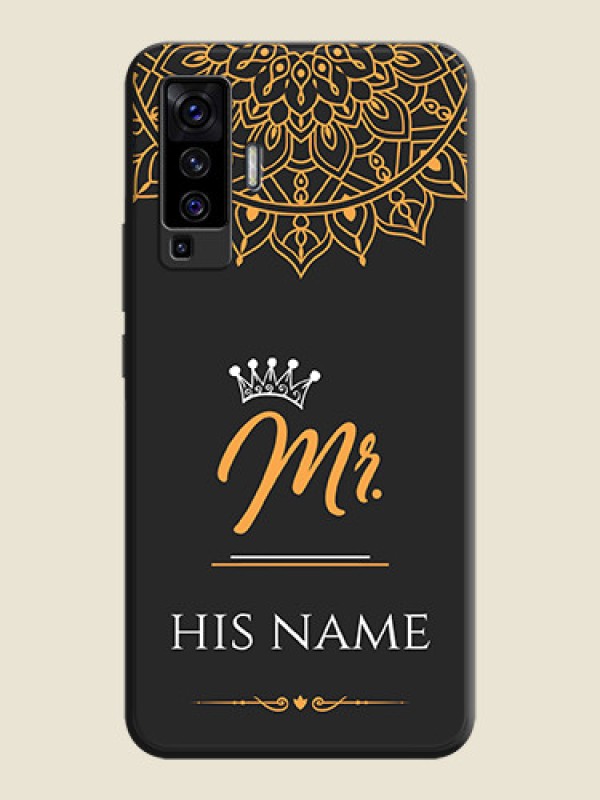 Custom Mr Name with Floral Design  on Personalised Space Black Soft Matte Cases - Vivo X50  - alternate view