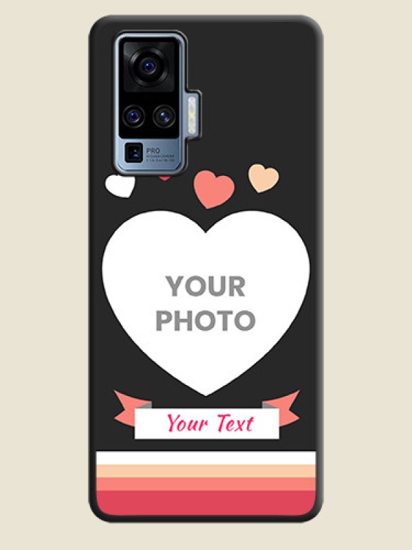 Custom Love Shaped Photo with Colorful Stripes on Personalised Space Black Soft Matte Cases - Vivo X50 Pro 5G - alternate view