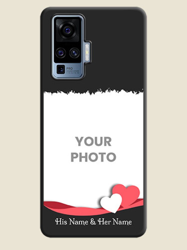 Custom Pink Color Love Shaped Ribbon Design with Text on Space Black Custom Soft Matte Phone Back Cover - Vivo X50 Pro 5G - alternate view