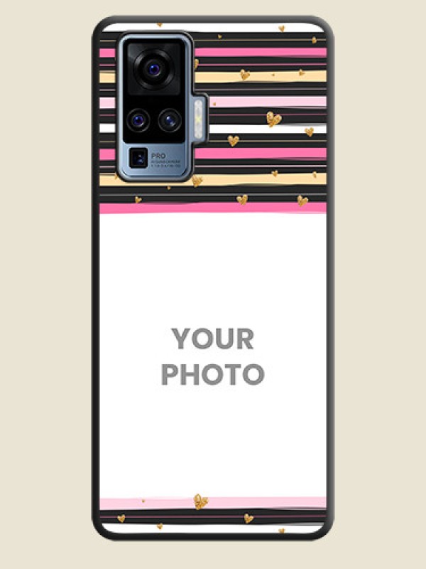 Custom Multicolor Lines and Golden Love Symbols Design - Photo on Space Black Soft Matte Mobile Cover - Vivo X50 Pro 5G - alternate view