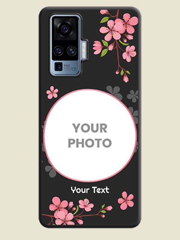 Custom Round Image with Pink Color Floral Design - Photo on Space Black Soft Matte Back Cover - Vivo X50 Pro 5G - alternate view