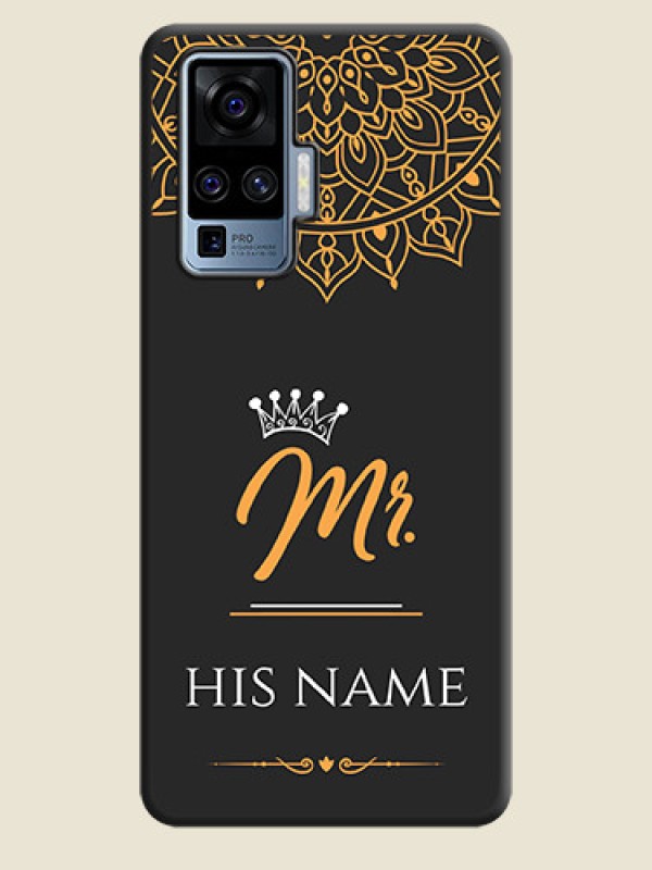 Custom Mr Name with Floral Design  on Personalised Space Black Soft Matte Cases - Vivo X50 Pro 5G - alternate view