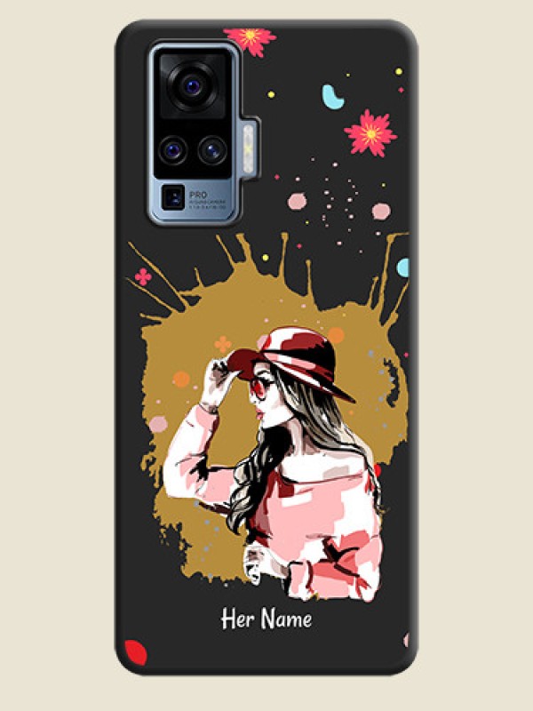Custom Mordern Lady With Color Splash Background With Custom Text On Space Black Personalized Soft Matte Phone Covers -Vivo X50 Pro 5G - alternate view