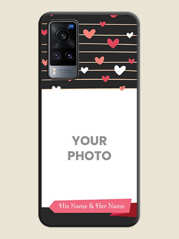 Custom Love Pattern with Name on Pink Ribbon  on Photo on Space Black Soft Matte Back Cover - Vivo X60 - alternate view