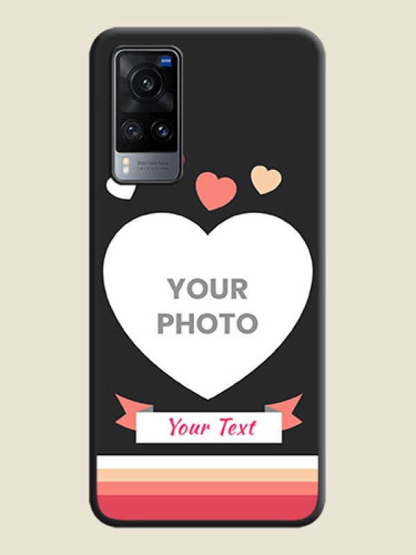 Custom Love Shaped Photo with Colorful Stripes on Personalised Space Black Soft Matte Cases - Vivo X60 - alternate view