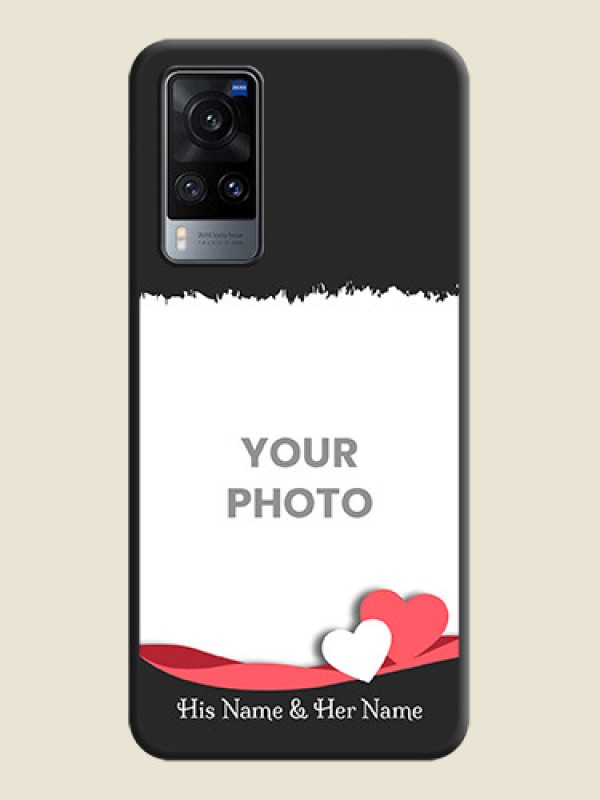 Custom Pin Color Love Shaped Ribbon Design with Text on Space Black Custom Soft Matte Phone Back Cover - Vivo X60 - alternate view