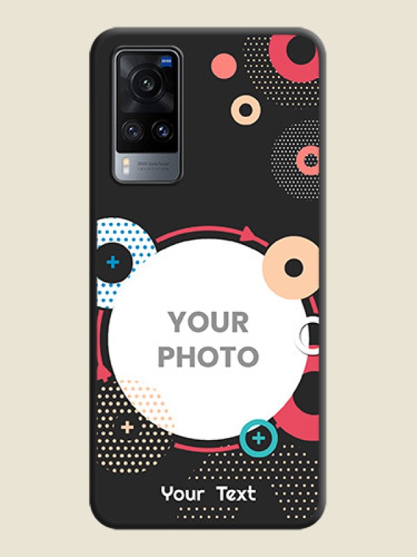 Custom Multicoloured Round Image on Personalised Space Black Soft Matte Cases - Vivo X60 - alternate view