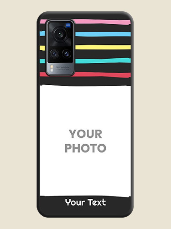 Custom Multicolor Lines with Image on Space Black Personalized Soft Matte Phone Covers - Vivo X60 - alternate view