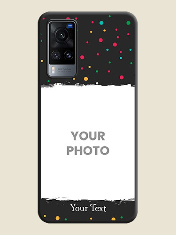 Custom Multicolor Dotted Pattern with Text on Space Black Custom Soft Matte Phone Back Cover - Vivo X60 - alternate view