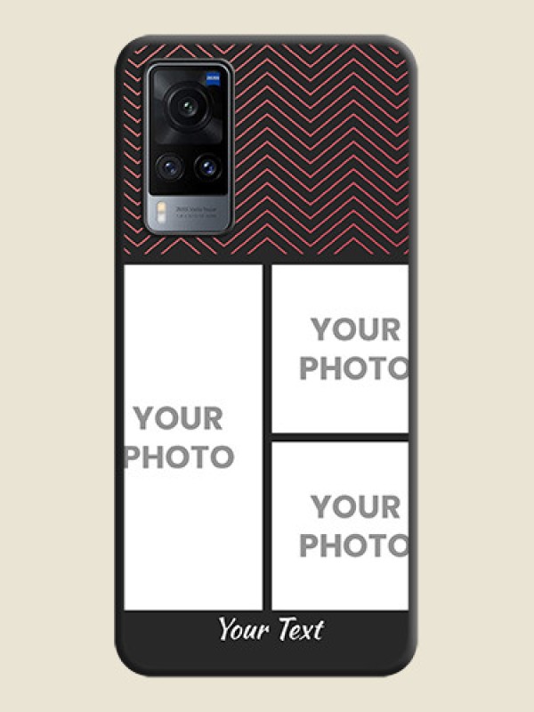 Custom Wave Pattern with 3 Image Holder on Space Black Custom Soft Matte Back Cover - Vivo X60 - alternate view
