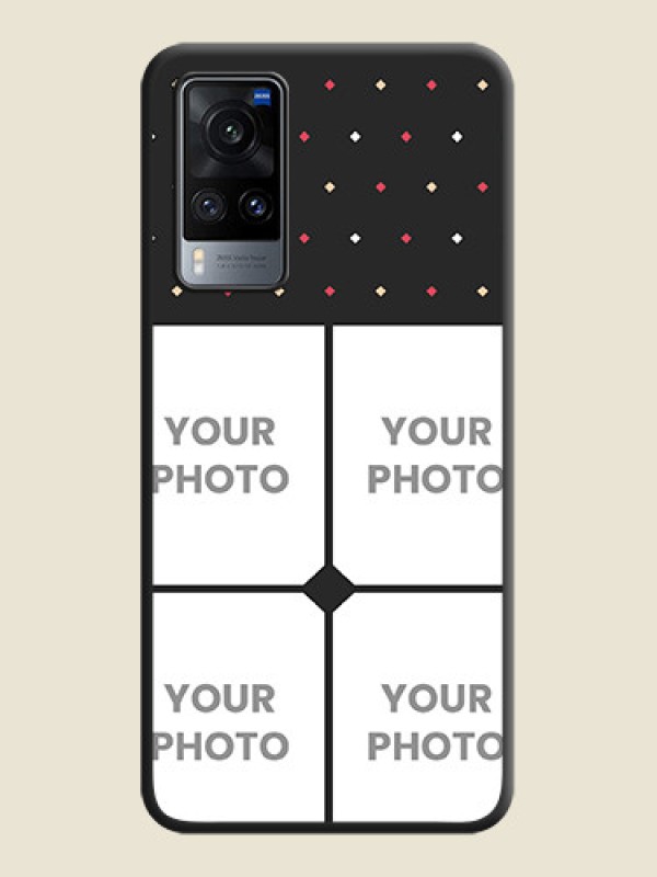 Custom Multicolor Dotted Pattern with 4 Image Holder on Space Black Custom Soft Matte Phone Cases - Vivo X60 - alternate view