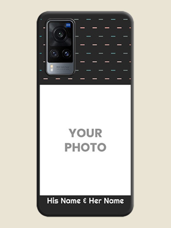 Custom Line Pattern Design with Text on Space Black Custom Soft Matte Phone Back Cover - Vivo X60 - alternate view