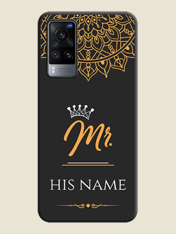 Custom Mr Name with Floral Design  on Personalised Space Black Soft Matte Cases - Vivo X60 - alternate view