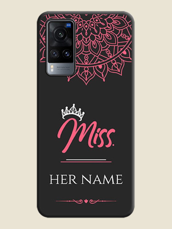 Custom Mrs Name with Floral Design on Space Black Personalized Soft Matte Phone Covers - Vivo X60 - alternate view