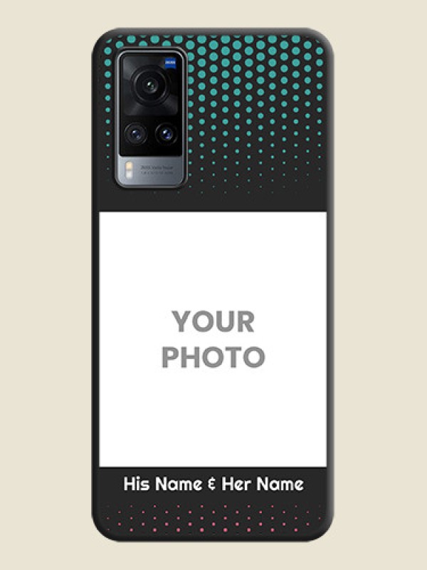Custom Faded Dots with Grunge Photo Frame and Text on Space Black Custom Soft Matte Phone Cases - Vivo X60 - alternate view