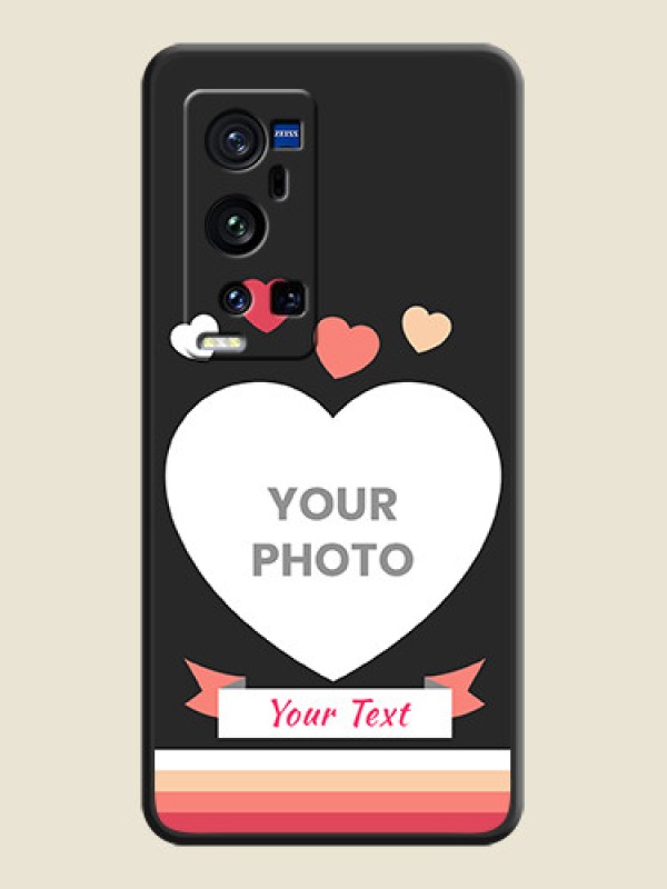 Custom Love Shaped Photo with Colorful Stripes on Personalised Space Black Soft Matte Cases - Vivo X60 Pro Plus - alternate view