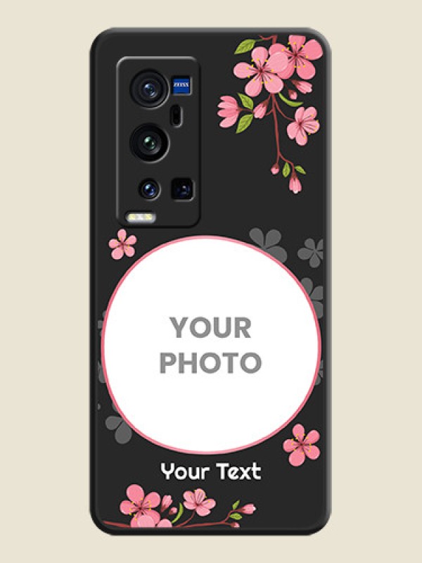 Custom Round Image with Pink Color Floral Design on Photo on Space Black Soft Matte Back Cover - Vivo X60 Pro Plus - alternate view