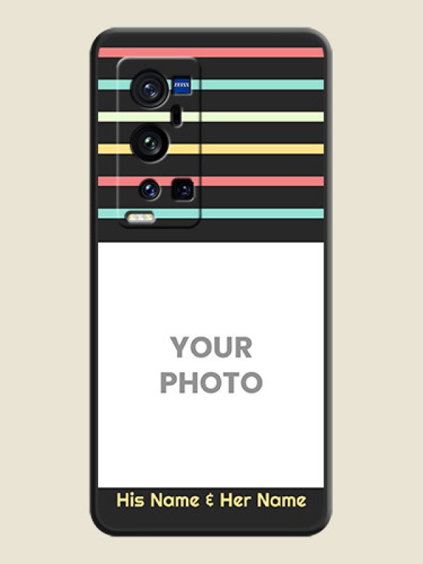 Custom Color Stripes with Photo and Text on Photo on Space Black Soft Matte Mobile Case - Vivo X60 Pro Plus - alternate view