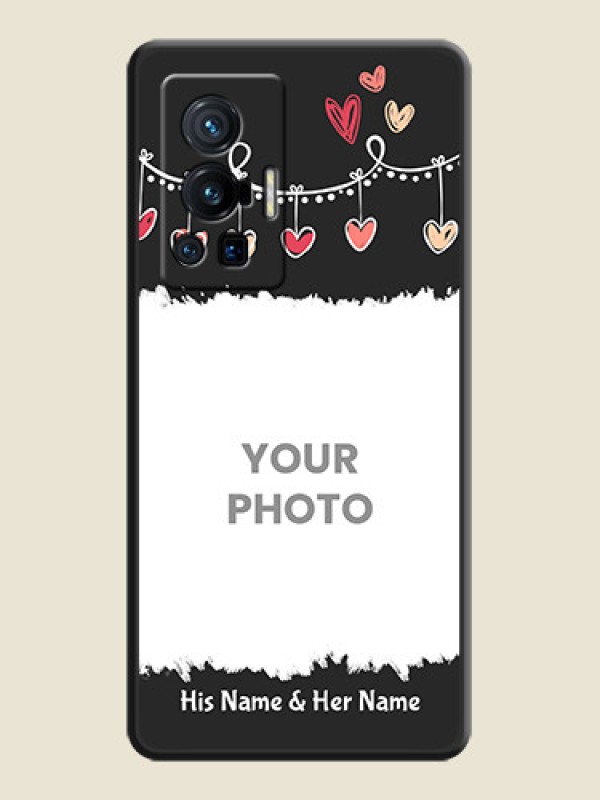 Custom Pink Love Hangings with Name on Space Black Custom Soft Matte Phone Cases - Vivo X70 Pro 5G - alternate view