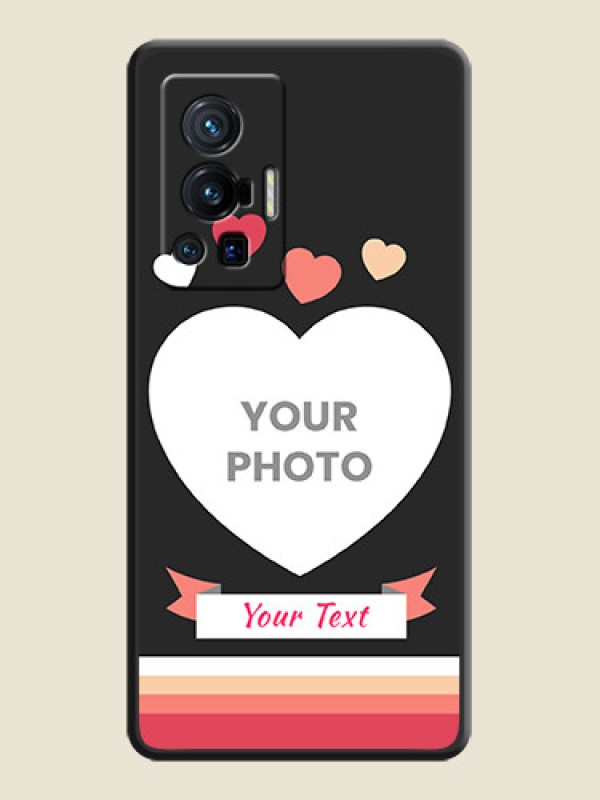 Custom Love Shaped Photo with Colorful Stripes on Personalised Space Black Soft Matte Cases - Vivo X70 Pro 5G - alternate view