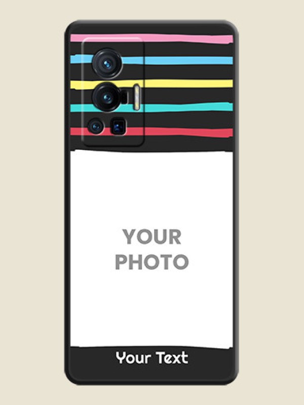 Custom Multicolor Lines with Image on Space Black Personalized Soft Matte Phone Covers - Vivo X70 Pro 5G - alternate view