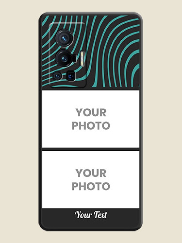 Custom Wave Pattern with 2 Image Holder on Space Black Personalized Soft Matte Phone Covers - Vivo X70 Pro 5G - alternate view