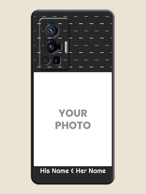 Custom Line Pattern Design with Text on Space Black Custom Soft Matte Phone Back Cover - Vivo X70 Pro 5G - alternate view