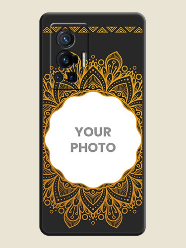 Custom Round Image with Floral Design on Photo on Space Black Soft Matte Mobile Cover - Vivo X70 Pro 5G - alternate view