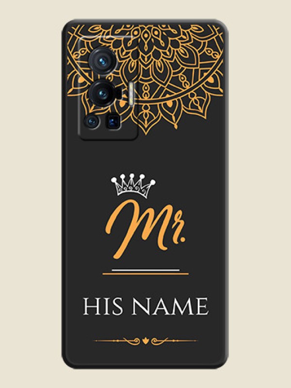 Custom Mr Name with Floral Design  on Personalised Space Black Soft Matte Cases - Vivo X70 Pro 5G - alternate view