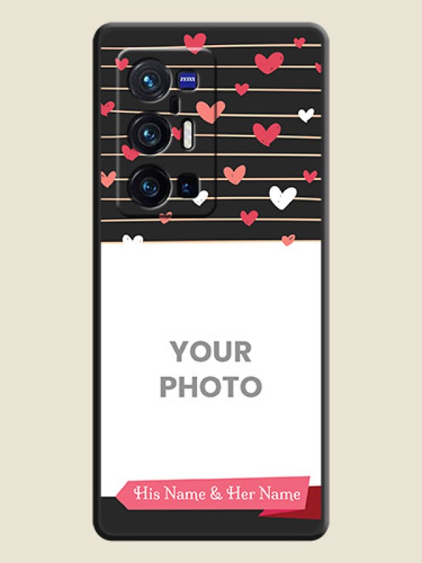 Custom Love Pattern with Name on Pink Ribbon  on Photo on Space Black Soft Matte Back Cover - Vivo X70 Pro Plus 5G - alternate view
