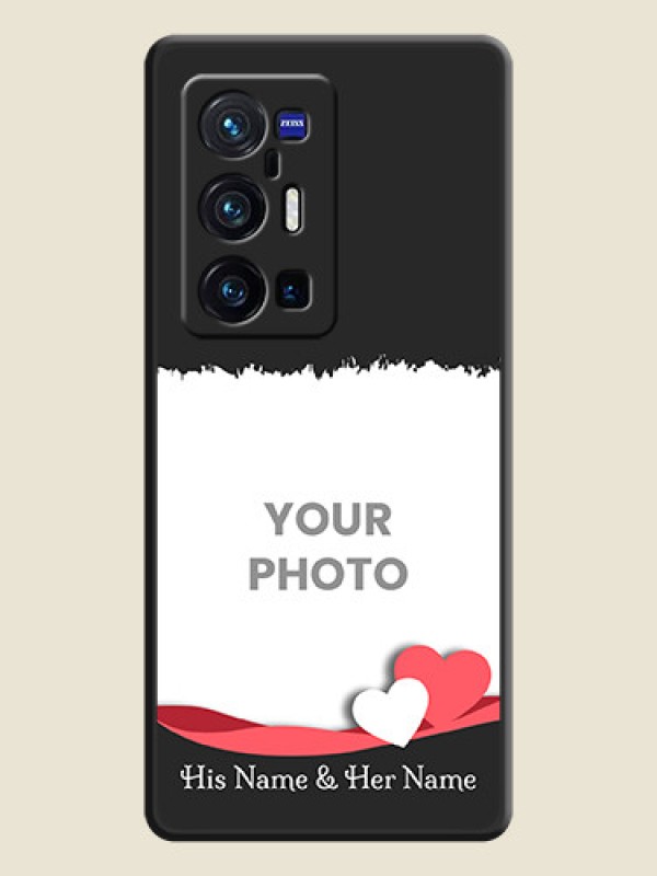 Custom Pin Color Love Shaped Ribbon Design with Text on Space Black Custom Soft Matte Phone Back Cover - Vivo X70 Pro Plus 5G - alternate view