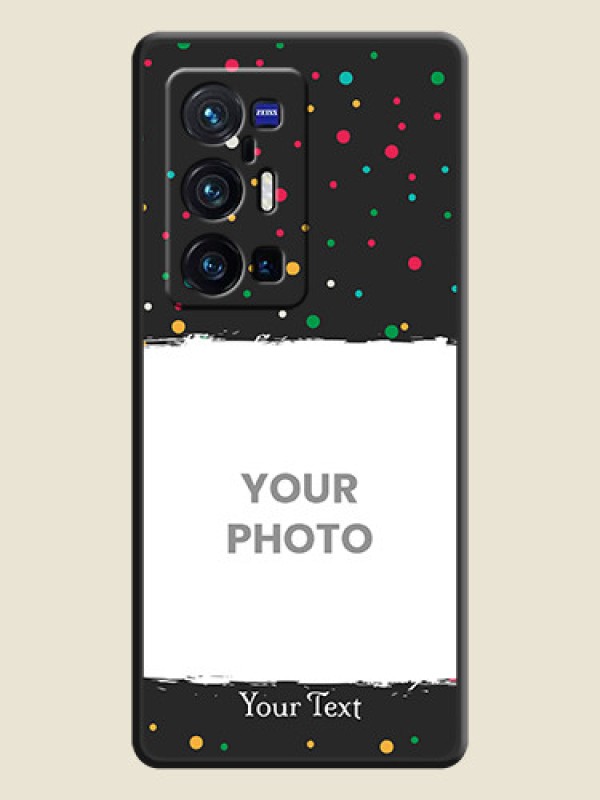 Custom Multicolor Dotted Pattern with Text on Space Black Custom Soft Matte Phone Back Cover - Vivo X70 Pro Plus 5G - alternate view