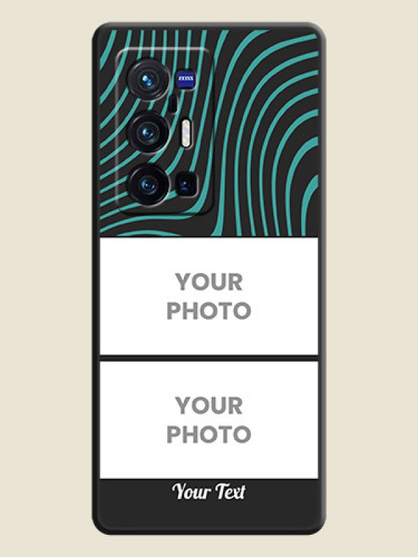 Custom Wave Pattern with 2 Image Holder on Space Black Personalized Soft Matte Phone Covers - Vivo X70 Pro Plus 5G - alternate view