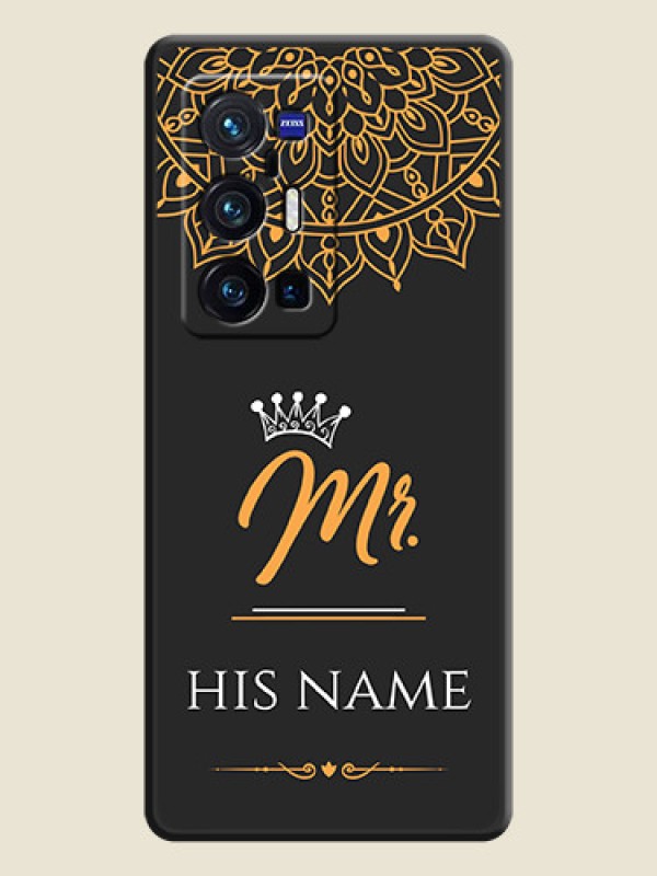 Custom Mr Name with Floral Design  on Personalised Space Black Soft Matte Cases - Vivo X70 Pro Plus 5G - alternate view