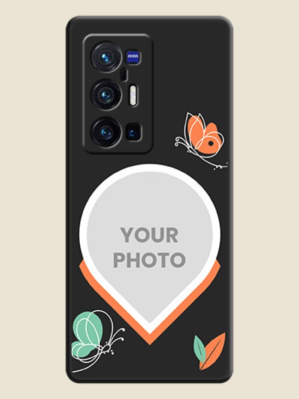 Custom Upload Pic With Simple Butterly Design On Space Black Personalized Soft Matte Phone Covers -Vivo X70 Pro Plus 5G - alternate view