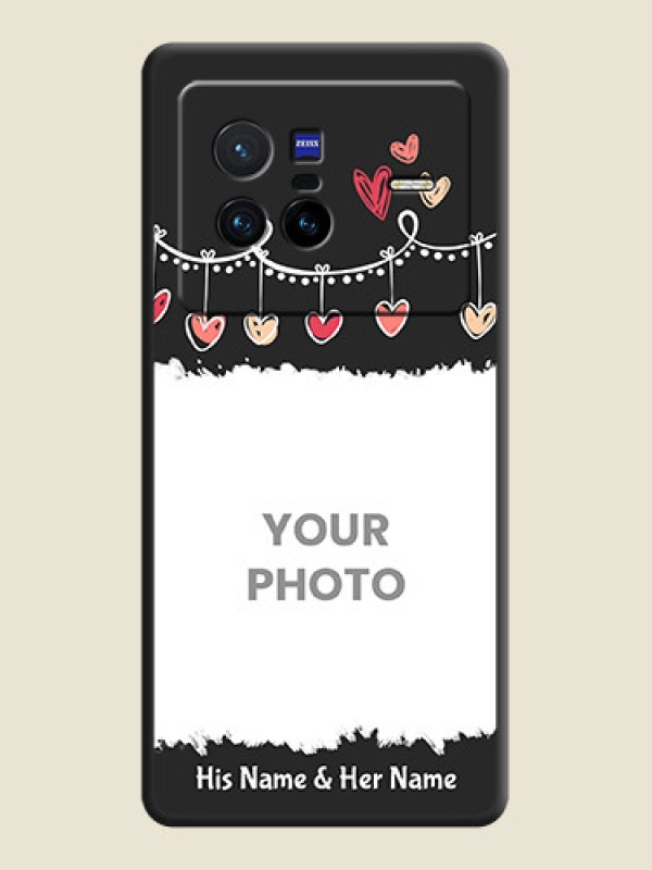 Custom Pink Love Hangings with Name on Space Black Custom Soft Matte Phone Cases - Vivo X80 5G - alternate view