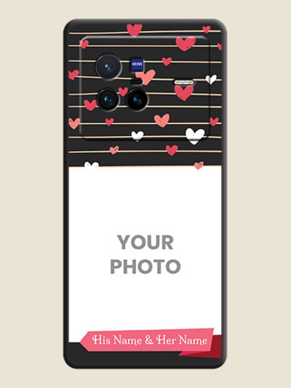 Custom Love Pattern with Name on Pink Ribbon  on Photo on Space Black Soft Matte Back Cover - Vivo X80 5G - alternate view