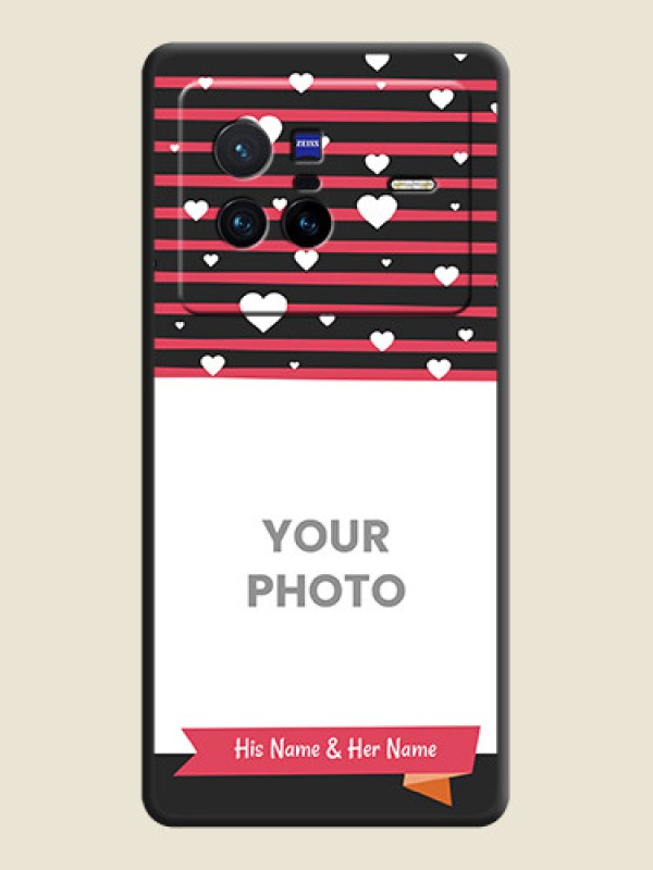 Custom White Color Love Symbols with Pink Lines Pattern on Space Black Custom Soft Matte Phone Cases - Vivo X80 5G - alternate view