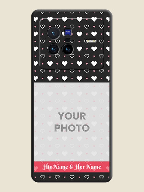 Custom White Color Love Symbols with Text Design on Photo on Space Black Soft Matte Phone Cover - Vivo X80 5G - alternate view