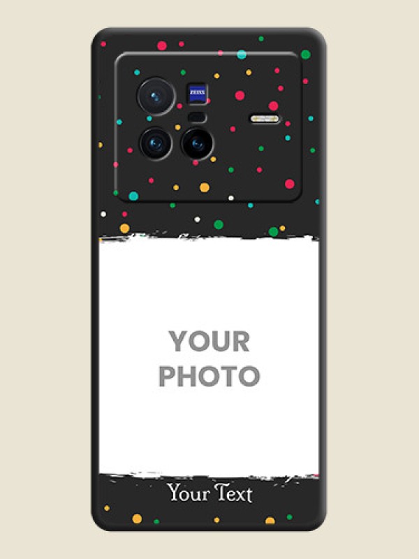 Custom Multicolor Dotted Pattern with Text on Space Black Custom Soft Matte Phone Back Cover - Vivo X80 5G - alternate view