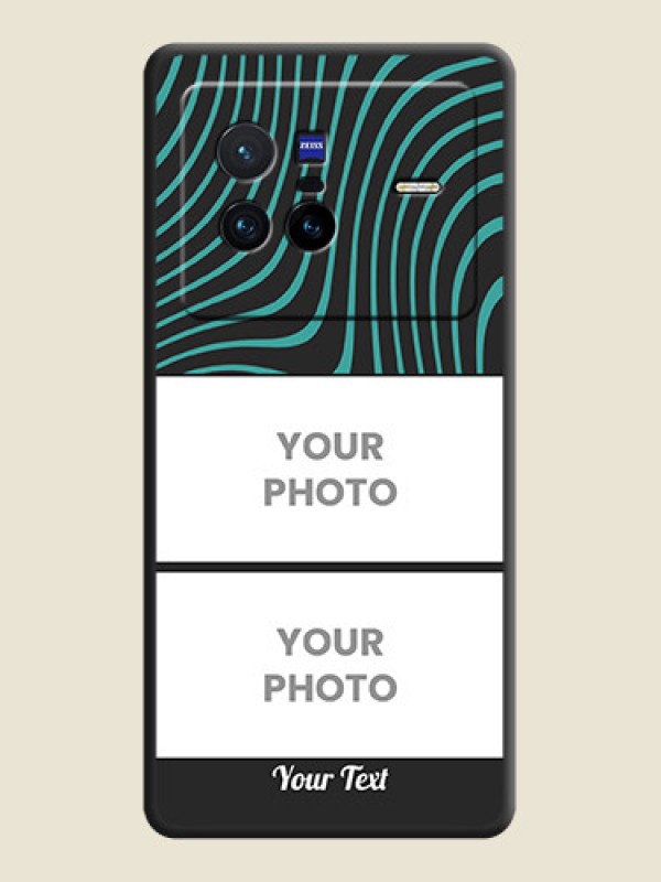 Custom Wave Pattern with 2 Image Holder on Space Black Personalized Soft Matte Phone Covers - Vivo X80 5G - alternate view