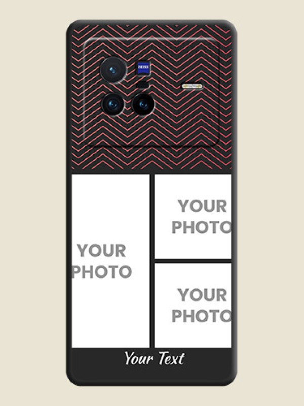 Custom Wave Pattern with 3 Image Holder on Space Black Custom Soft Matte Back Cover - Vivo X80 5G - alternate view