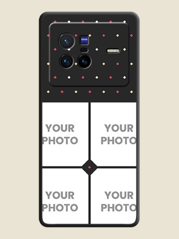 Custom Multicolor Dotted Pattern with 4 Image Holder on Space Black Custom Soft Matte Phone Cases - Vivo X80 5G - alternate view