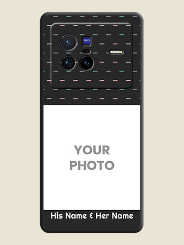 Custom Line Pattern Design with Text on Space Black Custom Soft Matte Phone Back Cover - Vivo X80 5G - alternate view