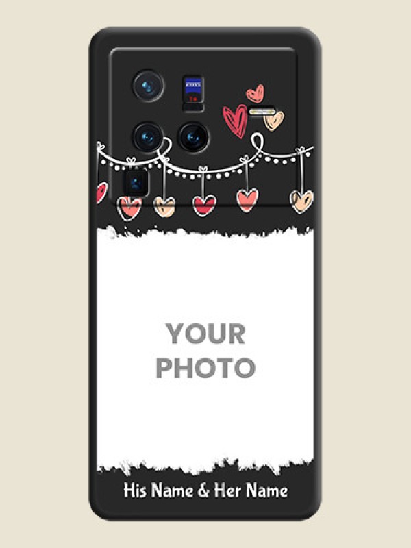 Custom Pink Love Hangings with Name on Space Black Custom Soft Matte Phone Cases - Vivo X80 Pro 5G - alternate view
