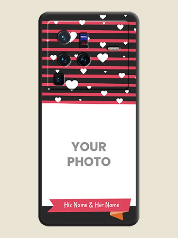 Custom White Color Love Symbols with Pink Lines Pattern on Space Black Custom Soft Matte Phone Cases - Vivo X80 Pro 5G - alternate view