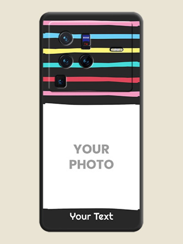 Custom Multicolor Lines with Image on Space Black Personalized Soft Matte Phone Covers - Vivo X80 Pro 5G - alternate view