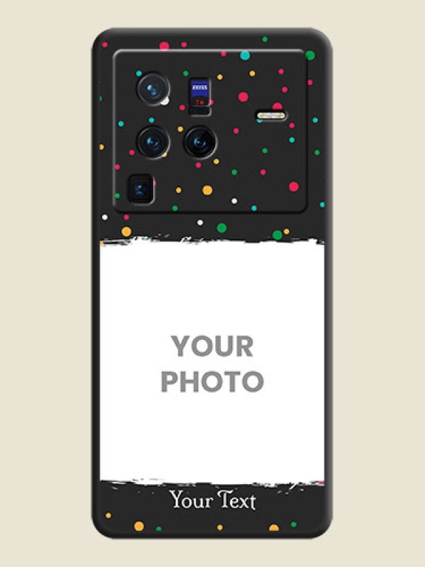 Custom Multicolor Dotted Pattern with Text on Space Black Custom Soft Matte Phone Back Cover - Vivo X80 Pro 5G - alternate view
